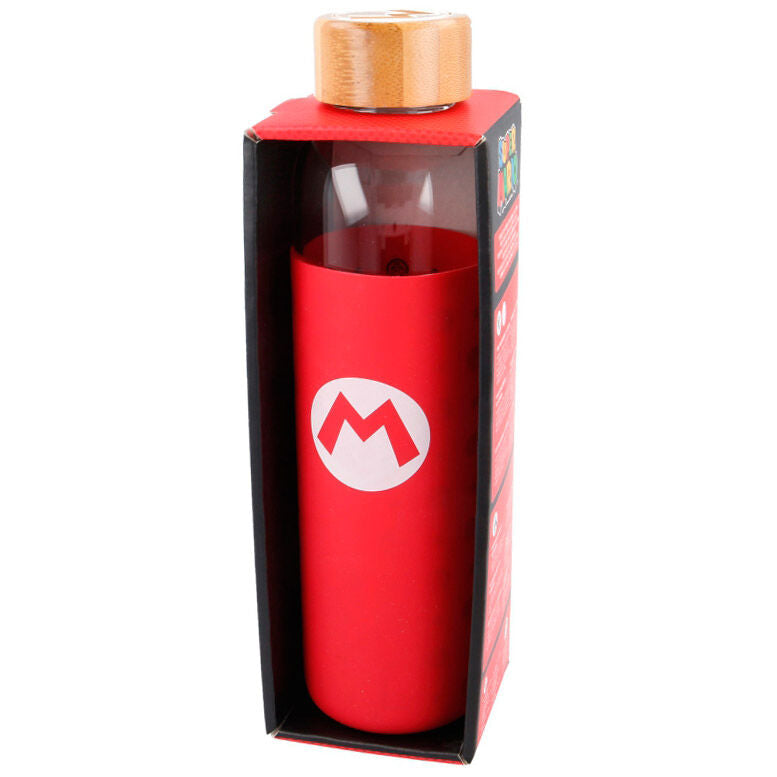 Botella cristal Super Mario Bros Nintendo funda silicona 585ml_1