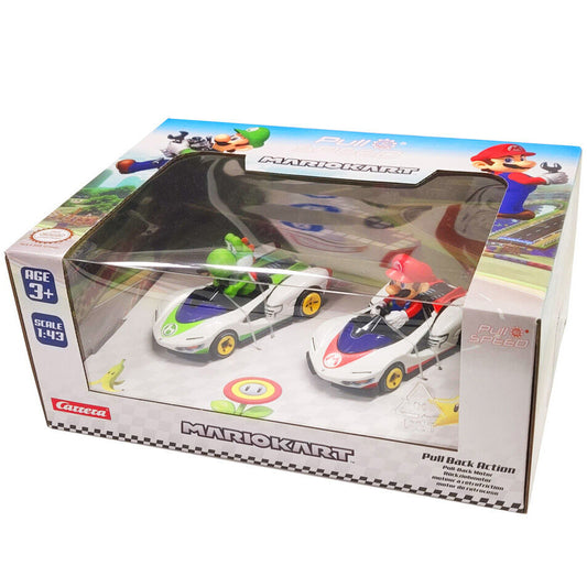 Set 2 coches Pull Speed Mario + Yoshi Mario Kart_1
