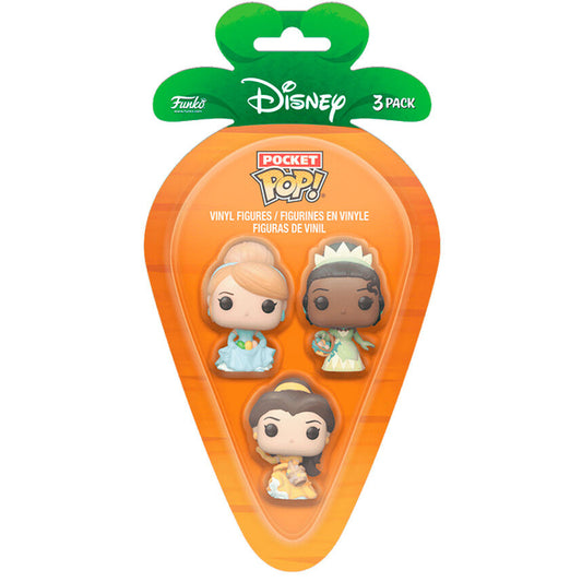 Set 3 figuras Carrot Pocket POP Disney Princesas Cenicienta Tiana Bella Pascua_1