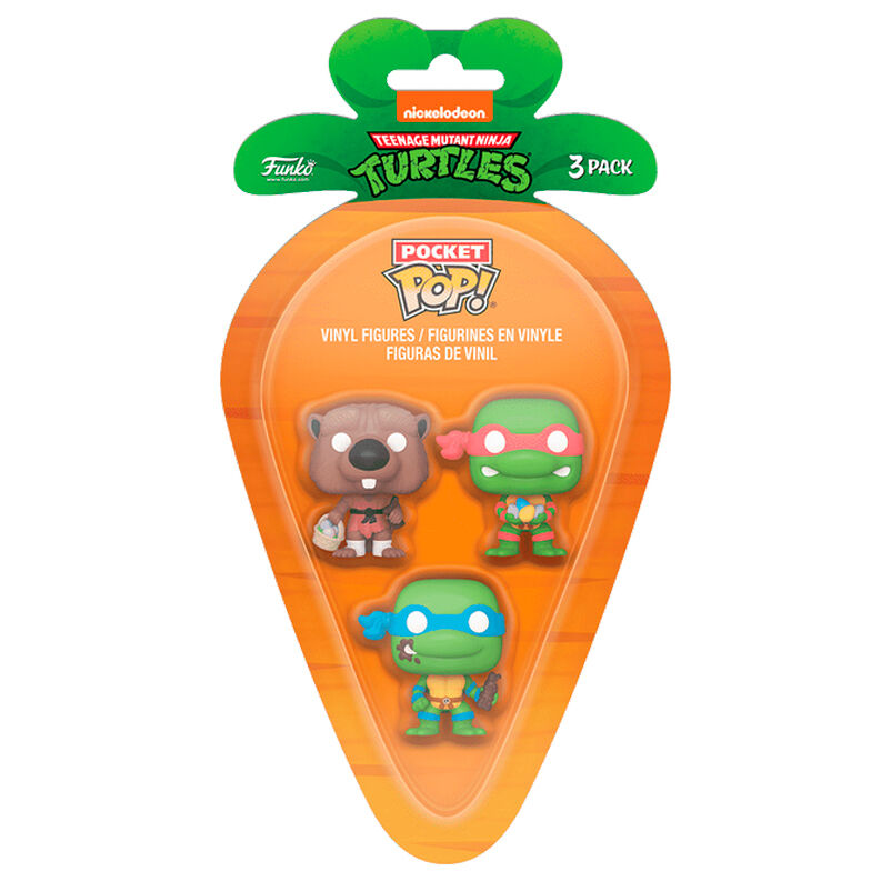 Set 3 figuras Carrot Pocket POP Tortugas Ninja Splinter Leonardo Raphael Pascua_1