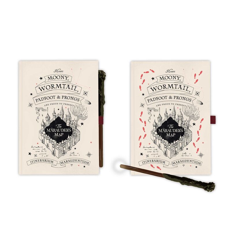 Cuaderno A5 premium + Bolígrafo varita Mapa del Merodeador Harry Potter_1