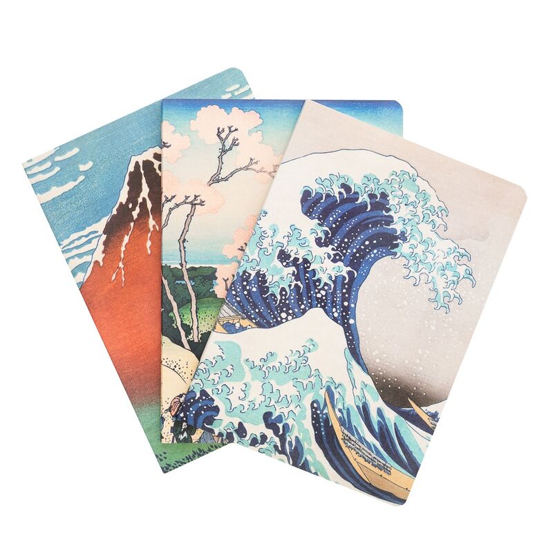 Set 3 cuadernos A5 La Gran Ola de Kanagawa Hokusai_1