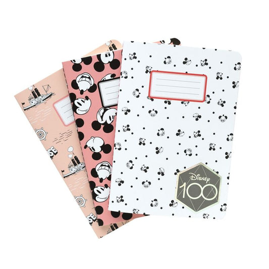 Set 3 cuadernos A6 100 Aniversario Mickey Disney_1