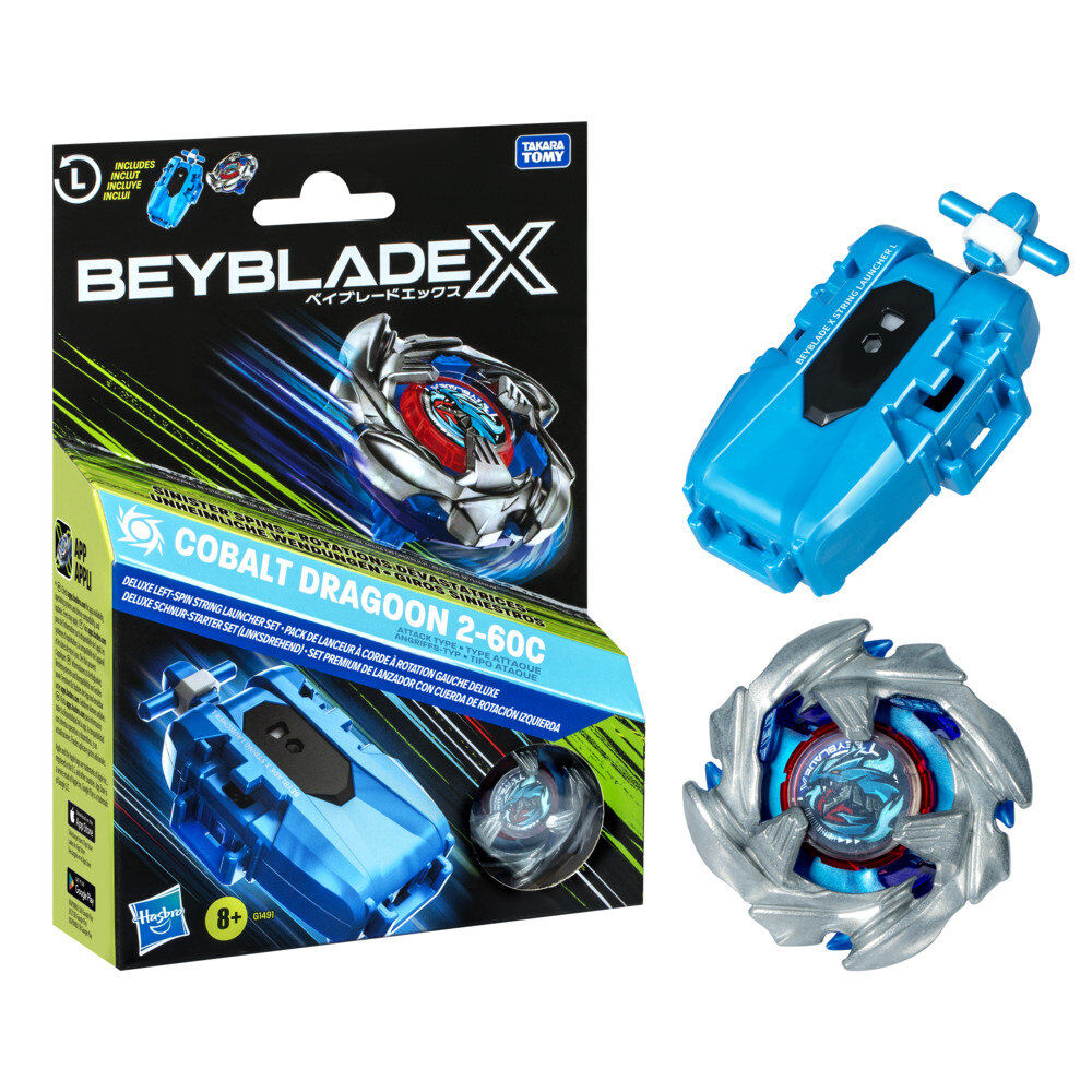 Set Premium lanzador con cuerda y top Cobalt Dragoon 2-60C Beyblade X_1