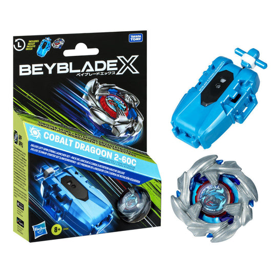 Set Premium lanzador con cuerda y top Cobalt Dragoon 2-60C Beyblade X_1